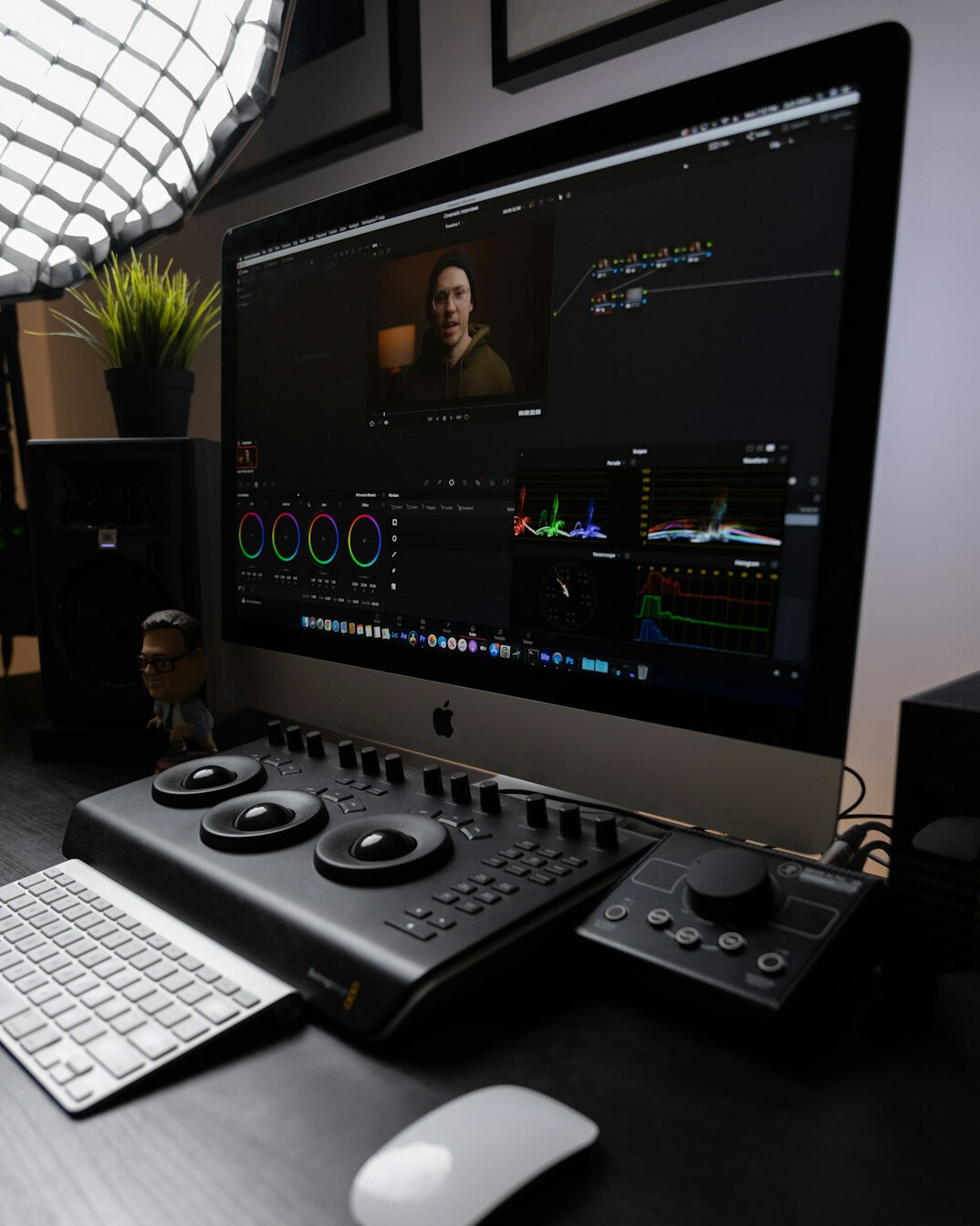person editing audio