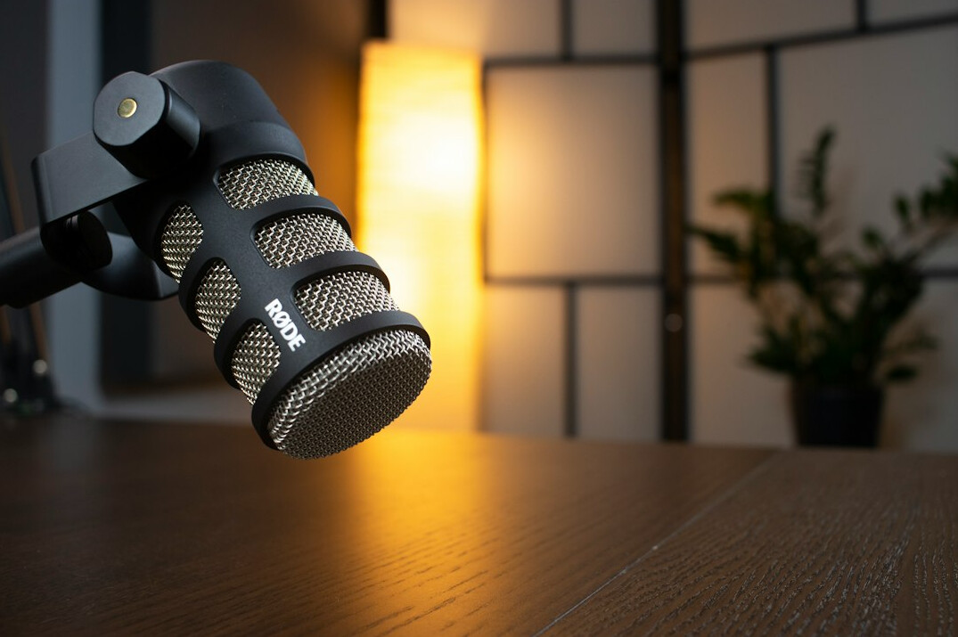 close up of podcast microphone